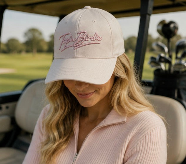 Pink Cursive Tap 'n Birdie Ballcap